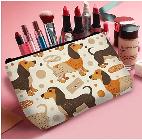 Bolsa de Cosméticos con Temática de Perro Dachshund