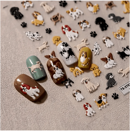 Juego de pegatinas de arte de uñas de perro